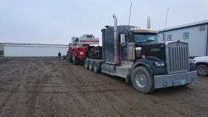 heavy hauling the crane off some tight manitoba roads